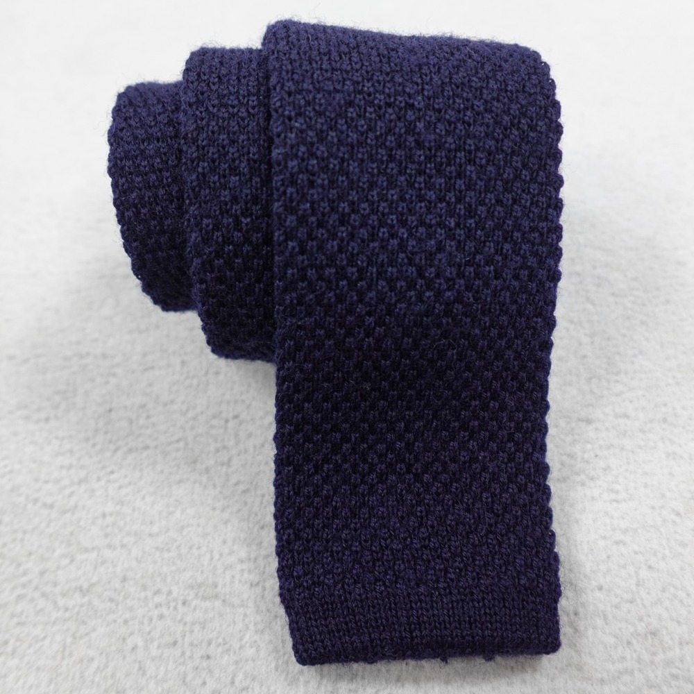 Robert Talbott Wool Square Knit Tie Vintage Mens Necktie Blue Retro Preppy